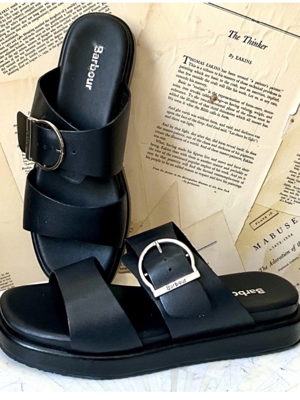 NEW Barbour Adele Leather Buckle Sandals